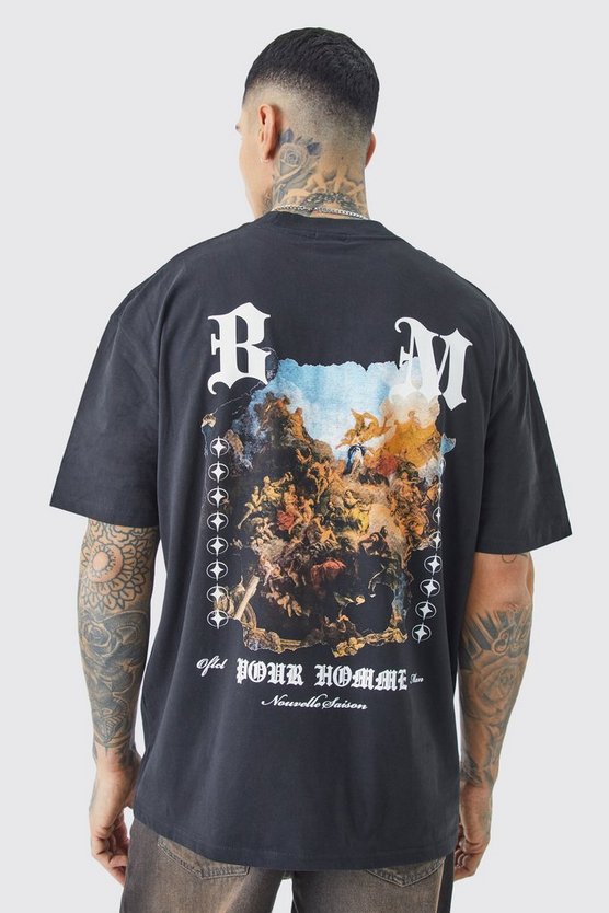 Tall Oversize T-Shirt mit Renaissance Print