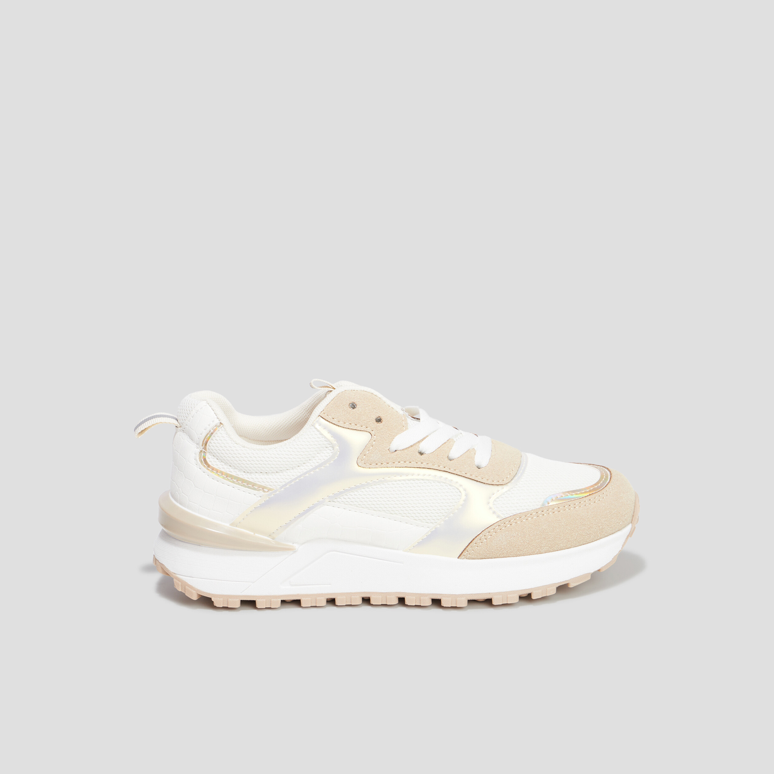 Baskets running bi-matière Creeks blanc femme | La Halle