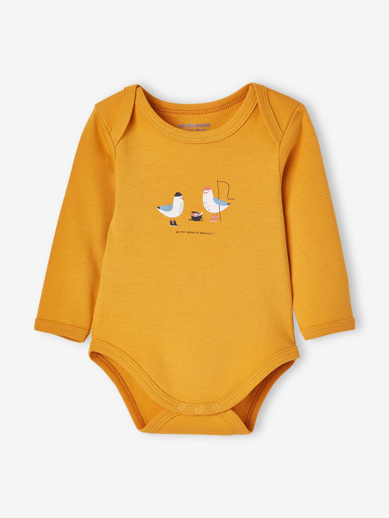 Lot de 5 bodies manches longues bébé emmanchure US lot jaune épicé