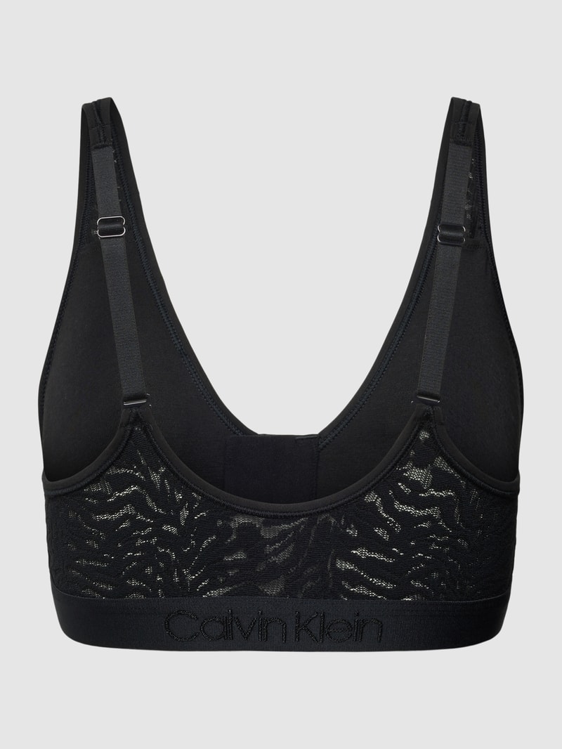 Bralette mit Spitzenbesatz Modell 'LINED' in schwarz