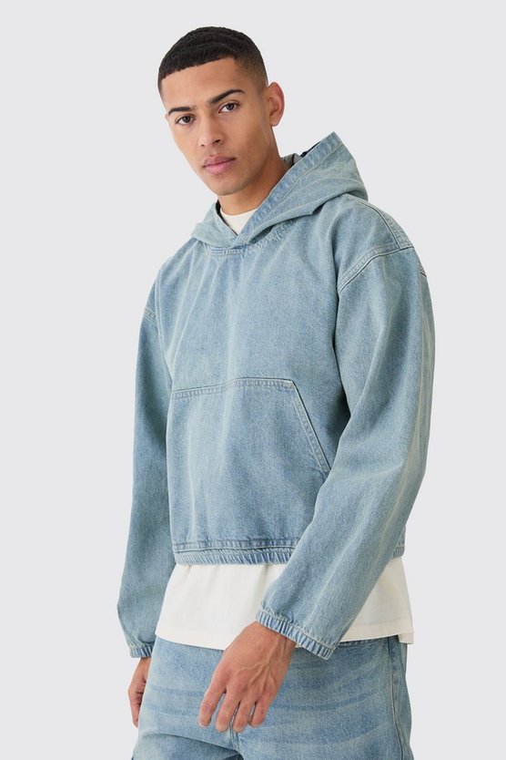 Kastiger Denim-Hoodie