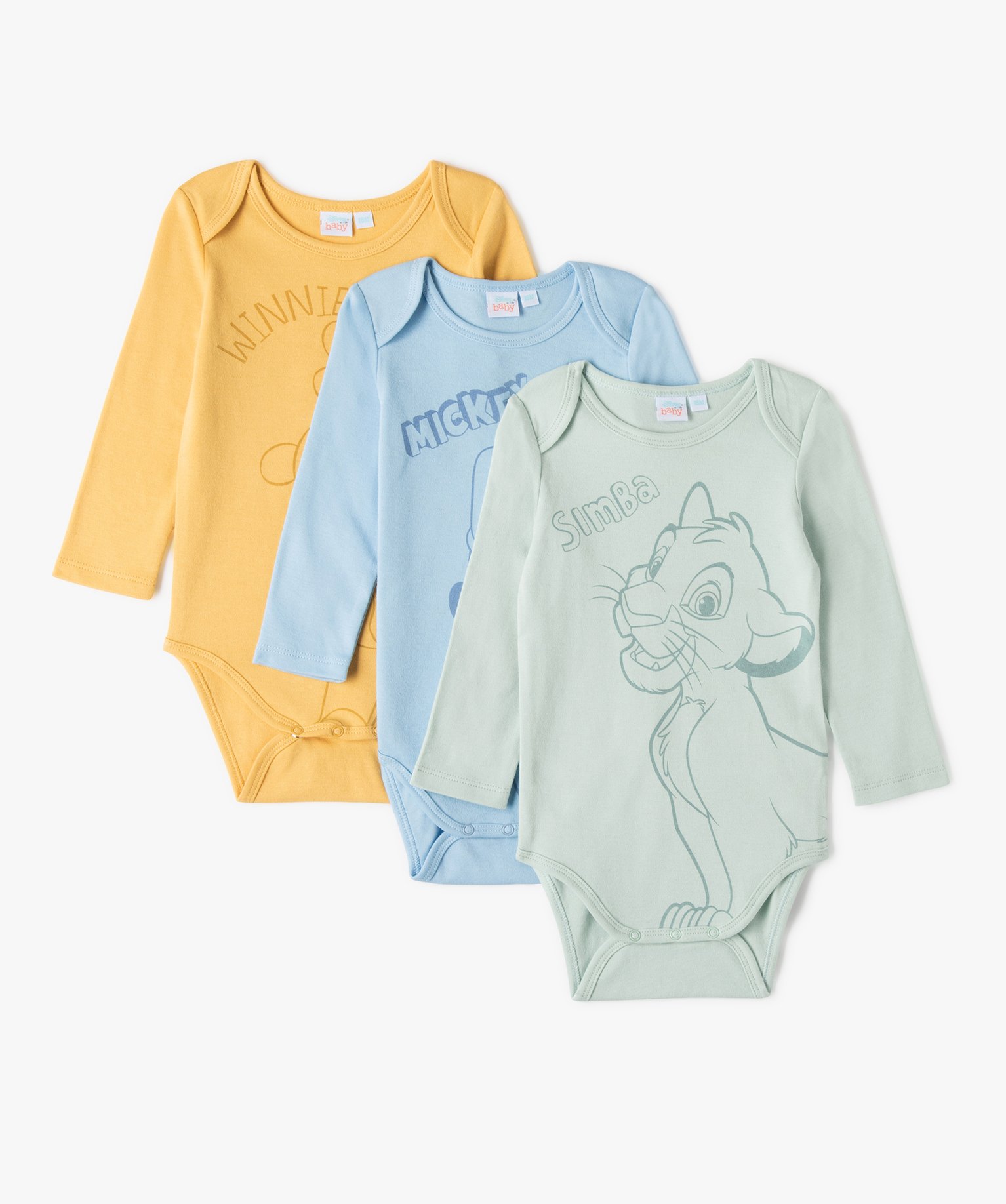 Body bébé à manches longues et col américain (lot de 3) ... vert | GEMO