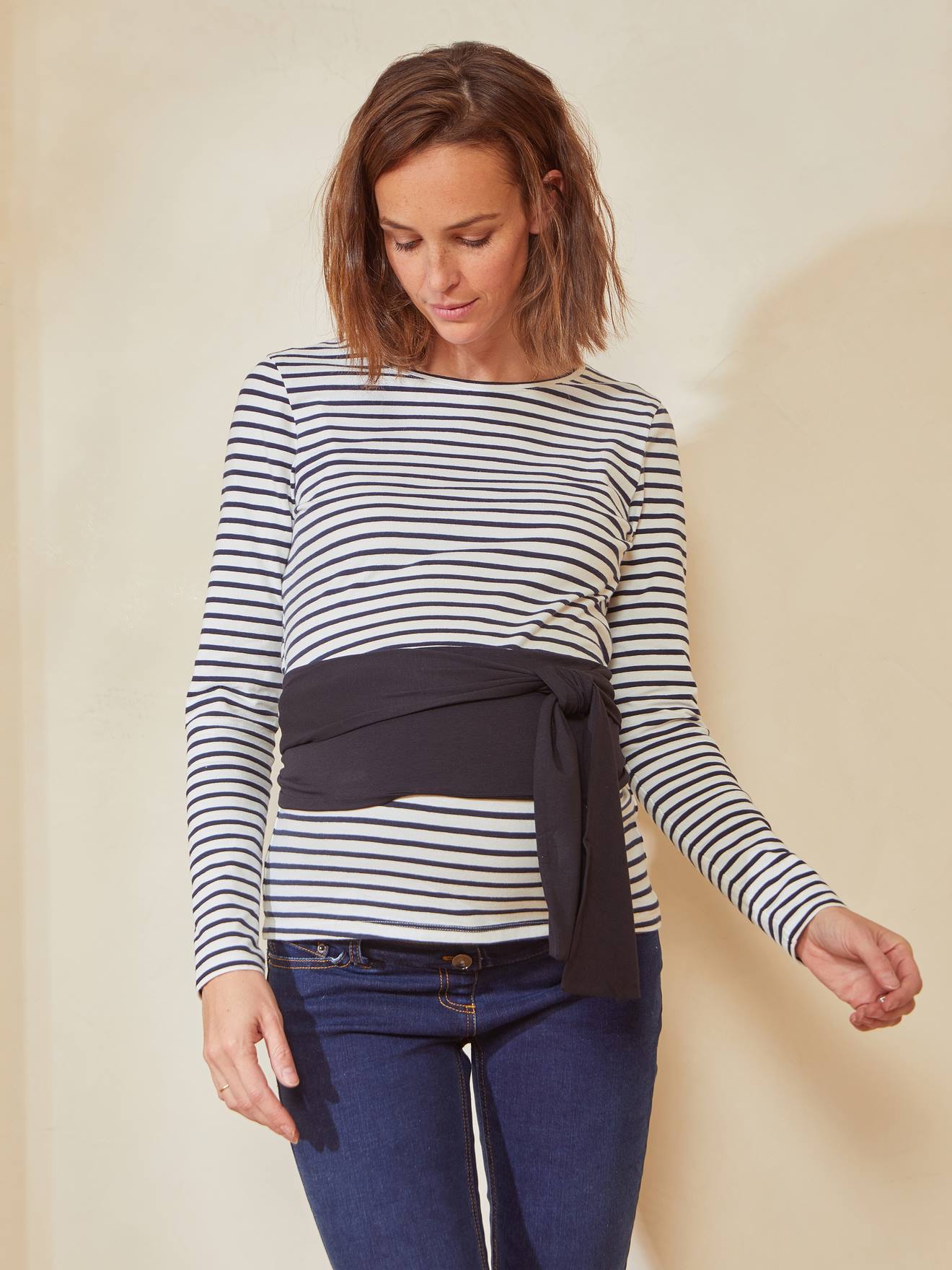 Ceinture maternité en maille à nouer noir