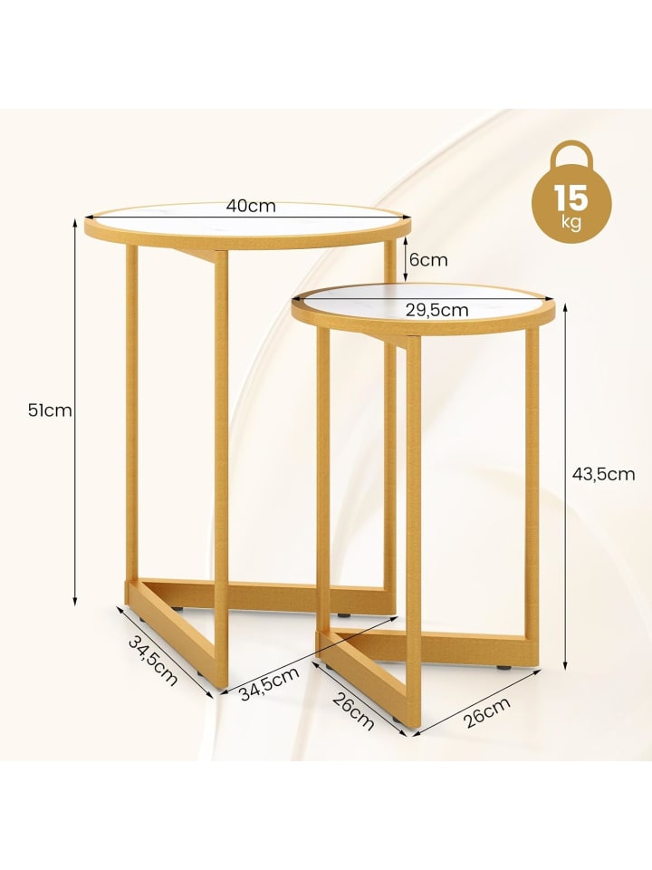 COSTWAY 2er Set Couchtisch in Weiß günstig kaufen onesize