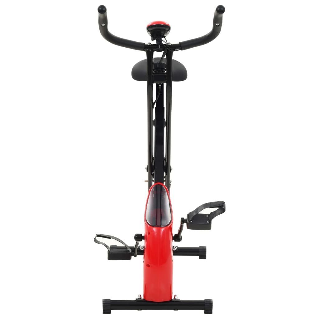 vidaXL Heimtrainer Magnetischer Heimtrainer X-Bike mit Pulsmessung Schwarz Rot