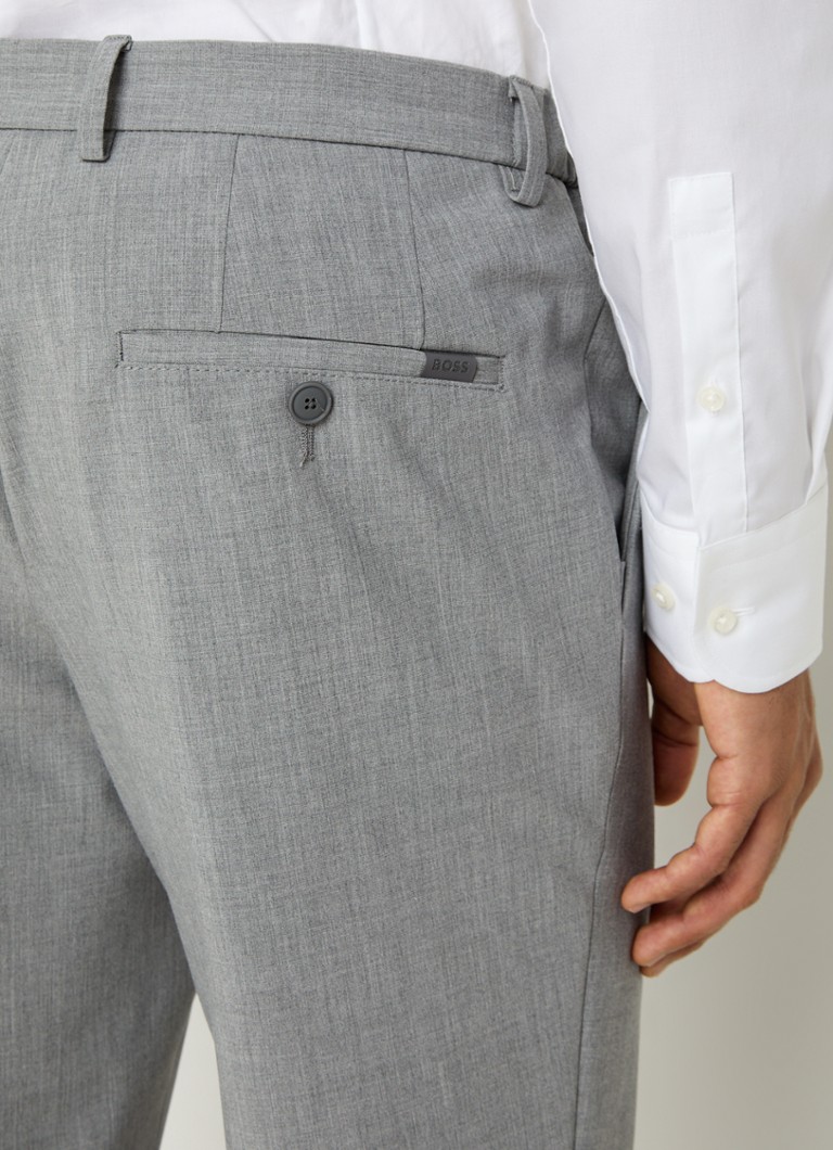 HUGO BOSS - P-Genius - Pantaloni slim fit din amestec de lână cu material țesut