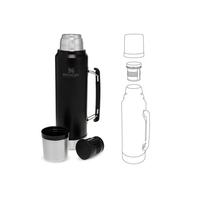 Stanley Thermoflasche, Classic Legendary Bottle 1.1qt \/ 1l  Matte Black Pebble