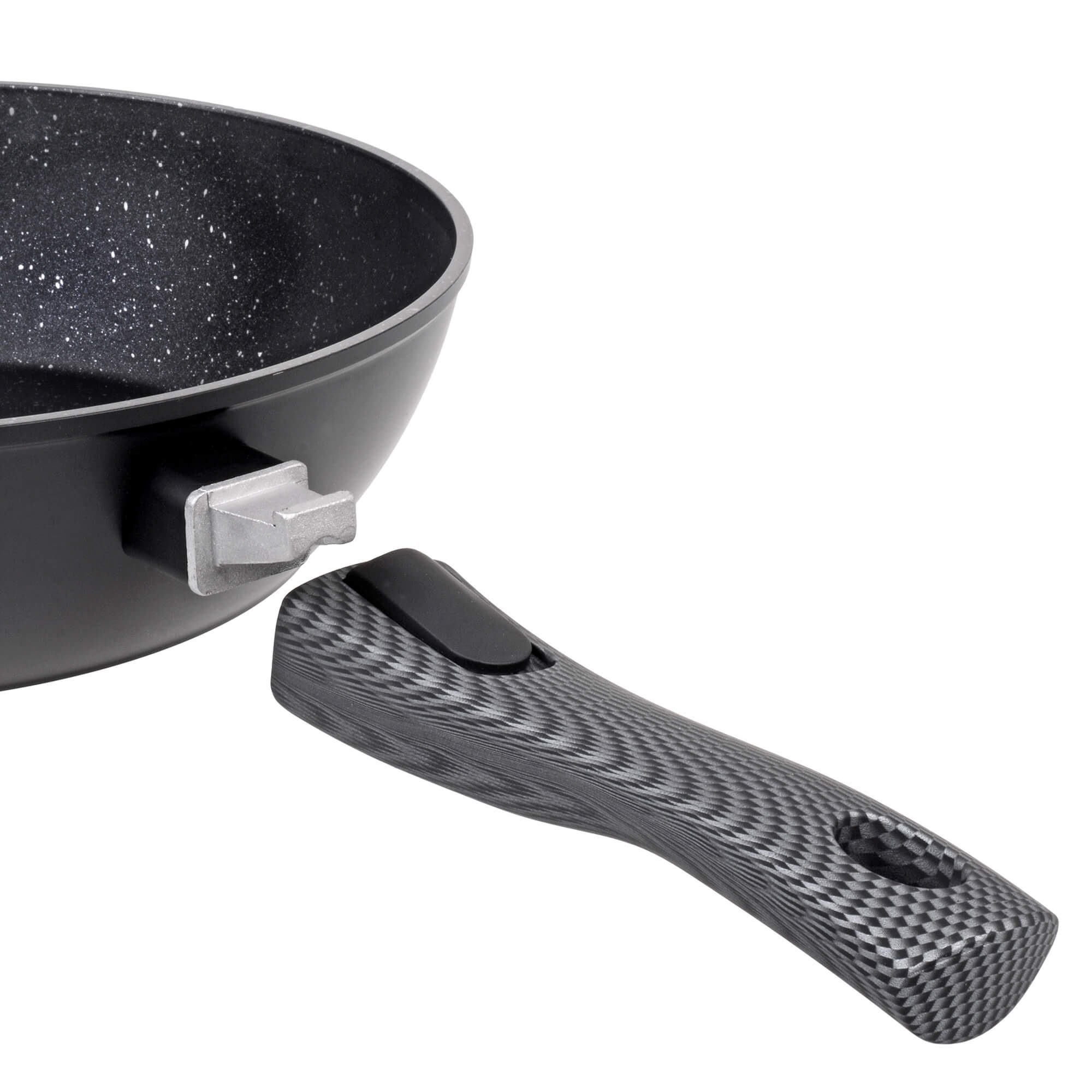 GRÄWE Allzweckmesser GRÄWE Pfanne Aluminium 28 cm, mit abnehmbarem Griff, Deckel und Wender