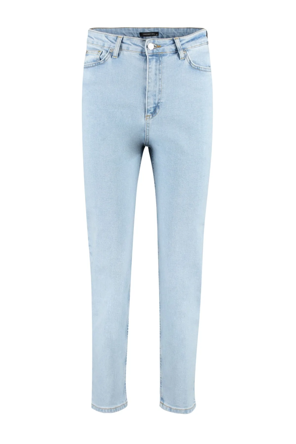 Trendyol Collection  Hellblaue Slim-Mom-Jeans mit hoher Taille TWOSS23JE00097
