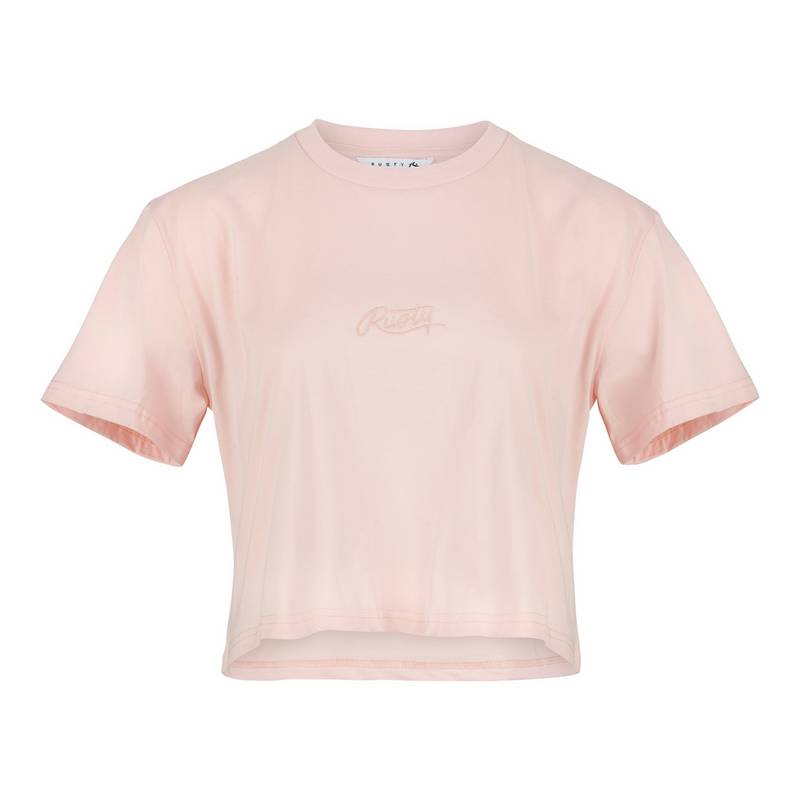 RUSTY RUSTY SCRIPT RELAXED FIT CROP TEE T-Shirt Damen