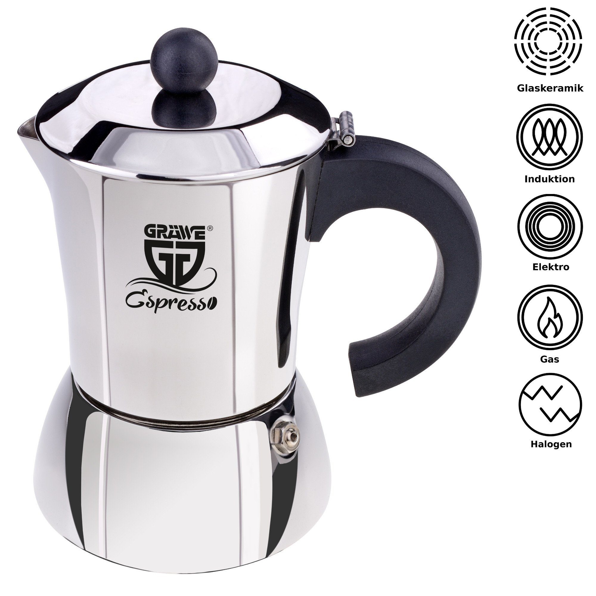 GRÄWE Espressokocher GRÄWE Espressokocher aus Edelstahl für 6 Tassen