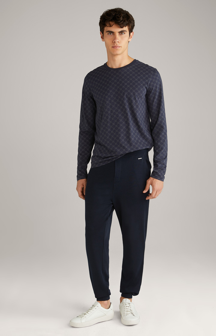 Cornflower Loungewear Longsleeve in Navy gemustert