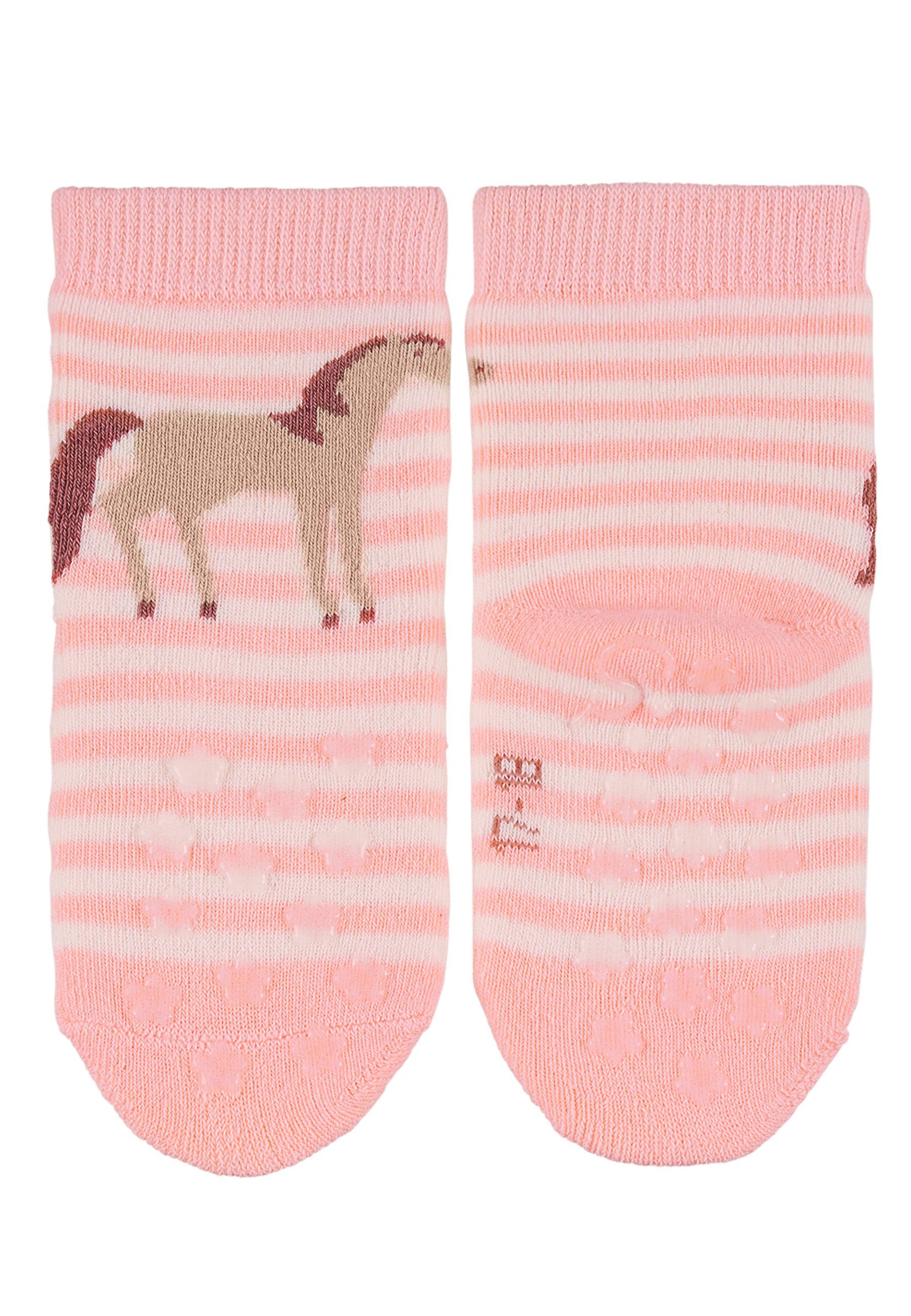 Sterntaler® Basicsocken ABS-Krabbelsöckchen Pferd, 2er-Pack (2-Paar, 2er Pack Babysocken mit Anti-Rutsch-Sohle) Krabbelsocken mit Noppen an der Sohle, ABS- Socken mit süßen Motiven