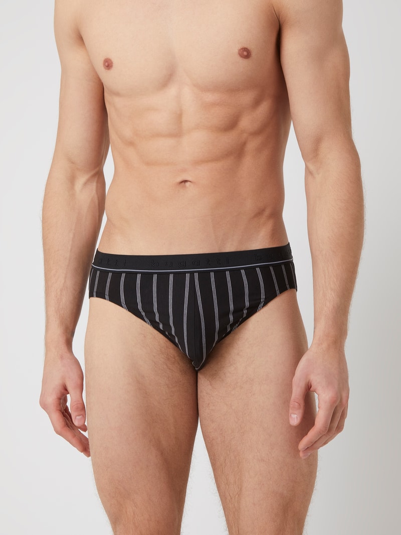 Slip mit Stretch-Anteil im 2er-Pack in schwarz