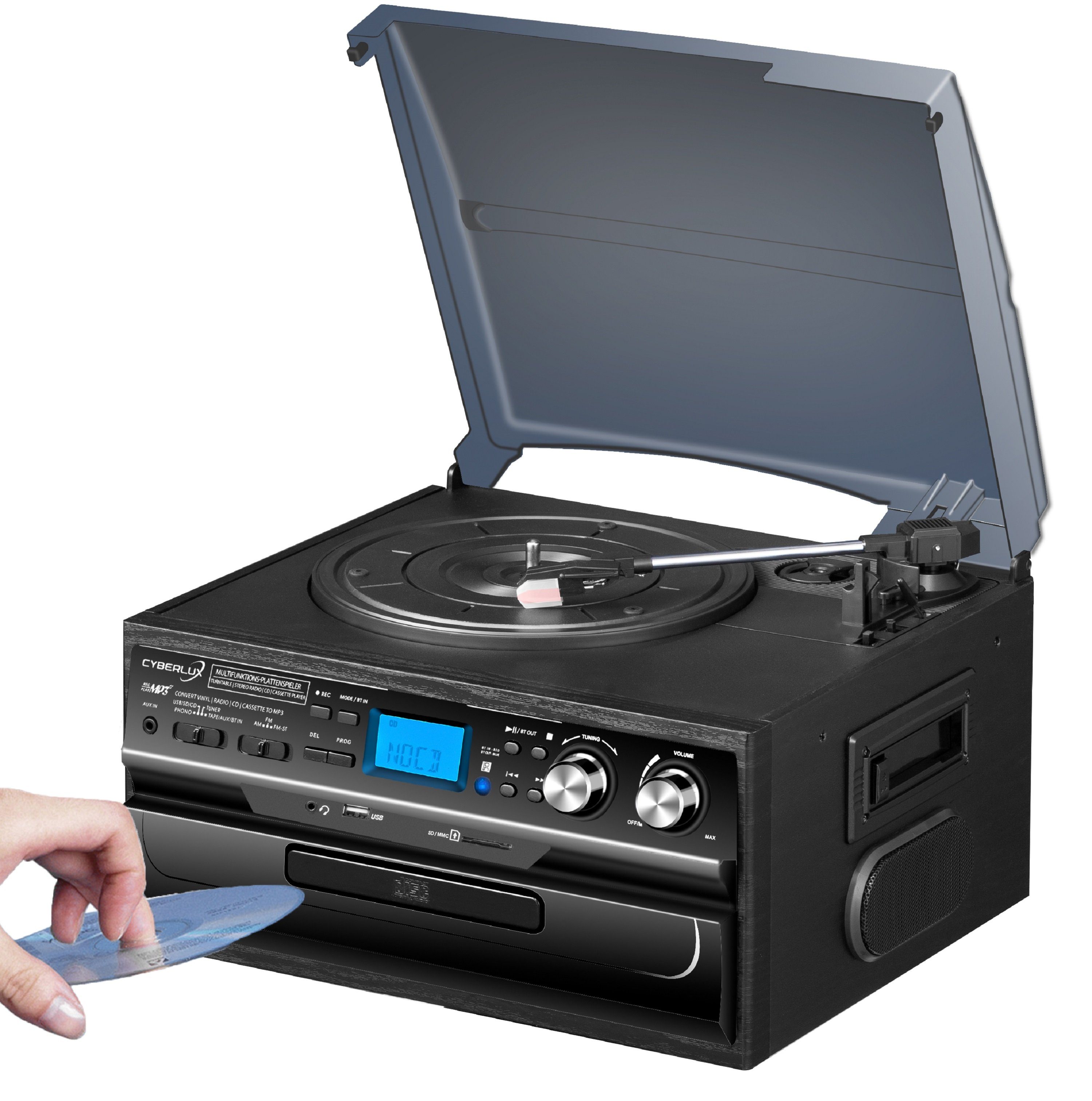 Cyberlux CL-3040B Multifunktionsspieler (Riemenantrieb, CD, Kassette, Bluetooth, Aufnahmefunktion, USB)