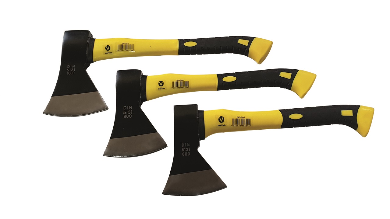 Vago-Tools Axt Beil Spaltaxt Holzaxt 600 800 1000 g mit Fiberglasstiel 3 tlg Set