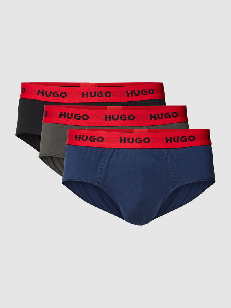 Slip mit elastischem Logo-Bund im 3er-Pack in mittelgrau