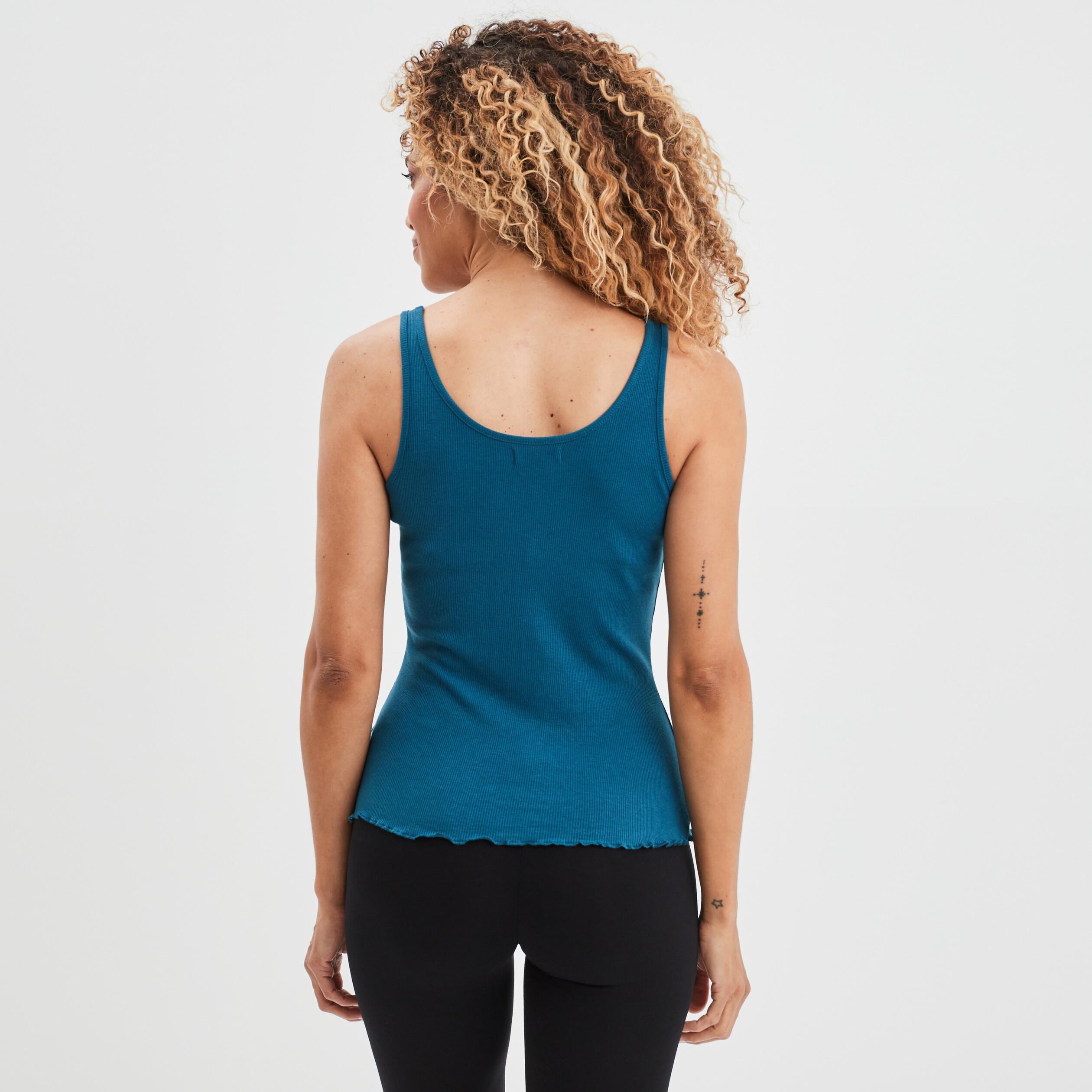 Haut de pyjama débardeur effet côtelé bleu canard femme | La Halle