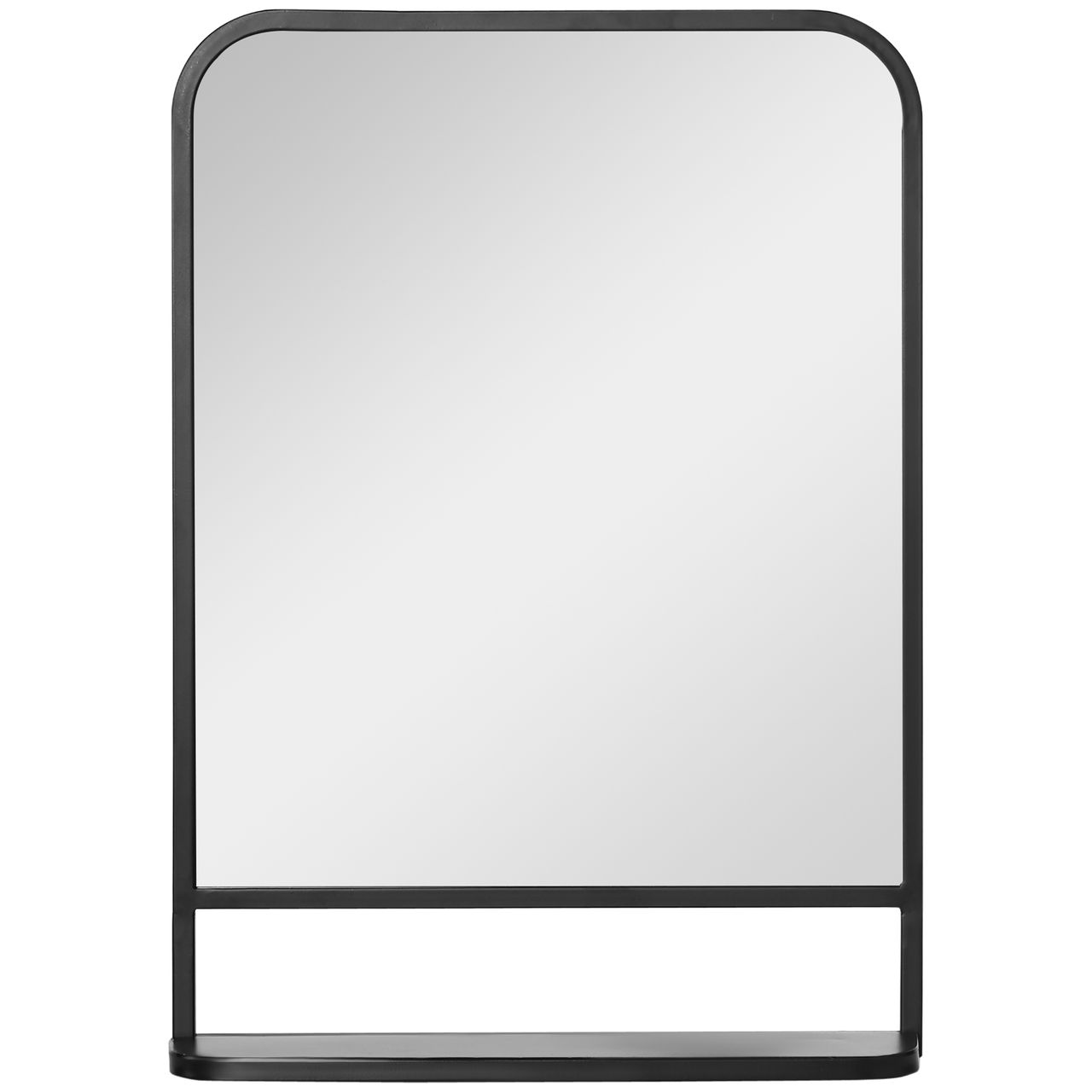 HOMCOM Wandspiegel 70 x 50cm Wohnzimmerspiegel Hängespiegel Dekospiegel Rechteck mit Ablagefläche für Eingangsbereich Schlafzimmer Modern Elegant Schwarz