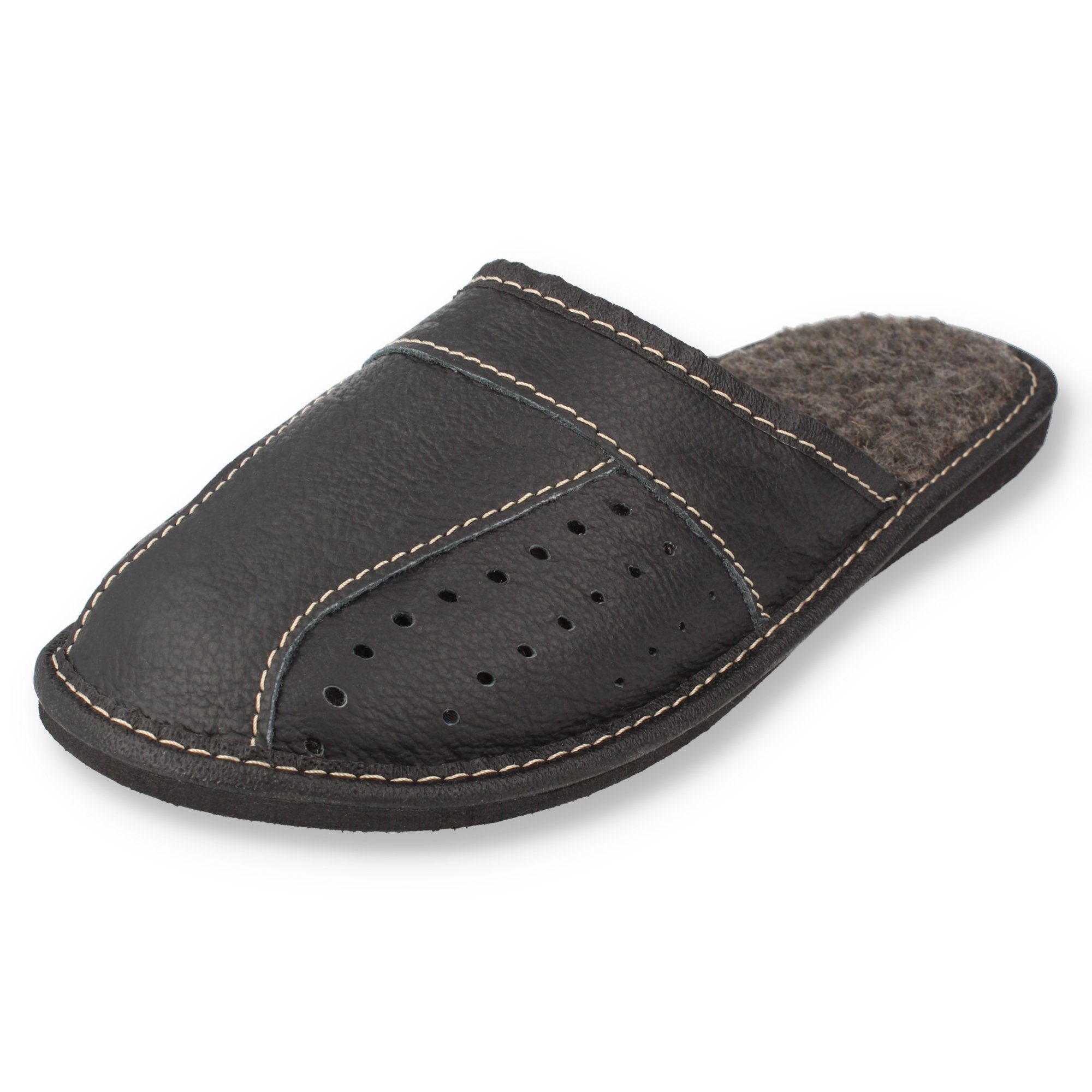 filsko Elegante Leder Pantoffeln für Herren Hausschuh Bis Schuhgröße 50!