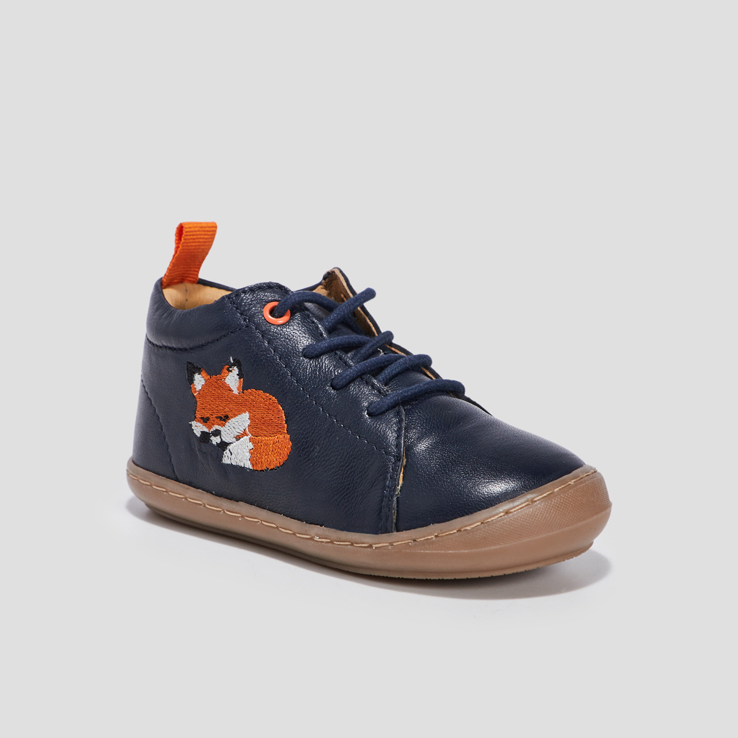 Bottillons à lacets en cuir bleu marine bébé garçon | La Halle