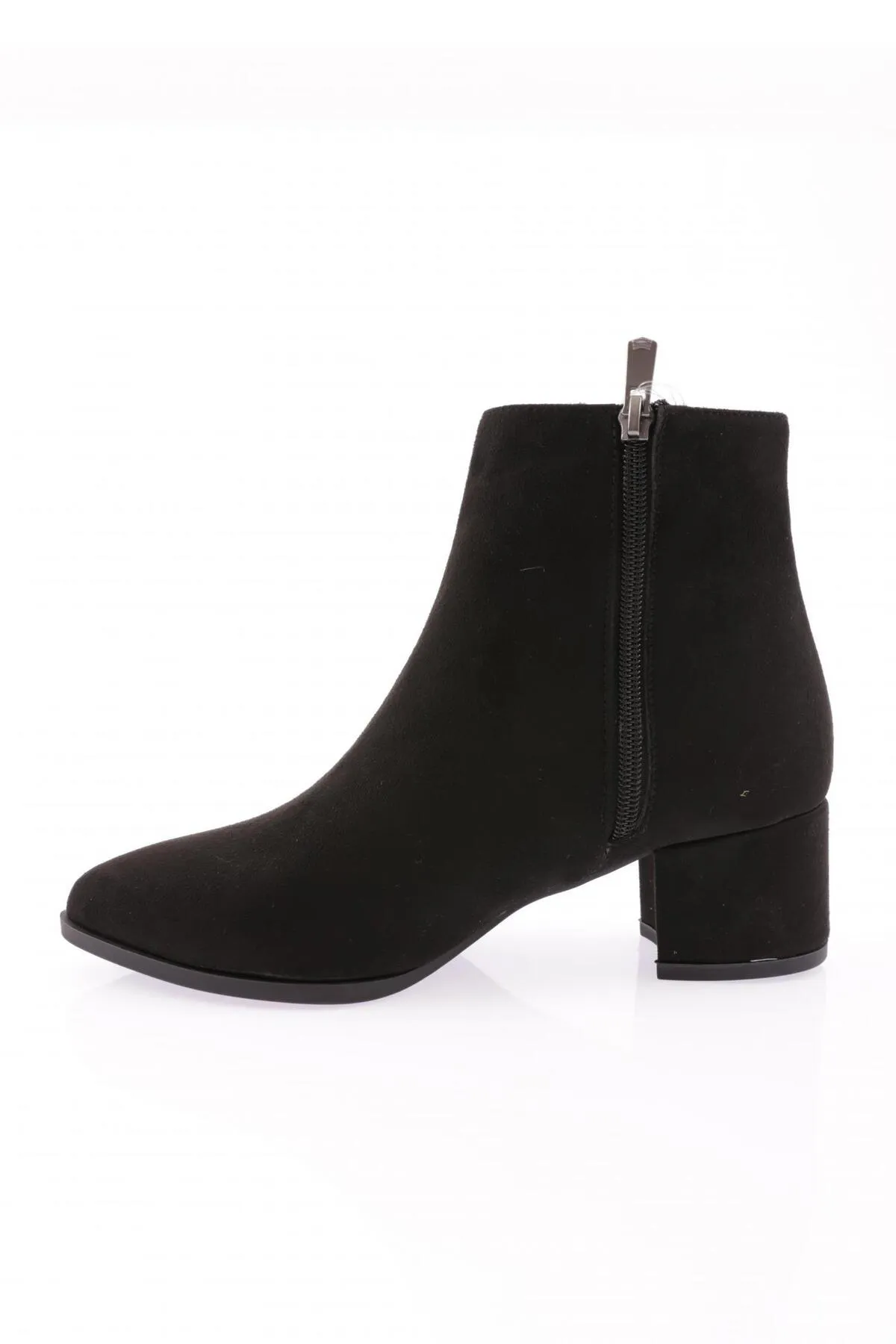 DGN  Si-07k Damen - 22k schwarze Wildleder-Stiefeletten mit spitzer Spitze und Absatz