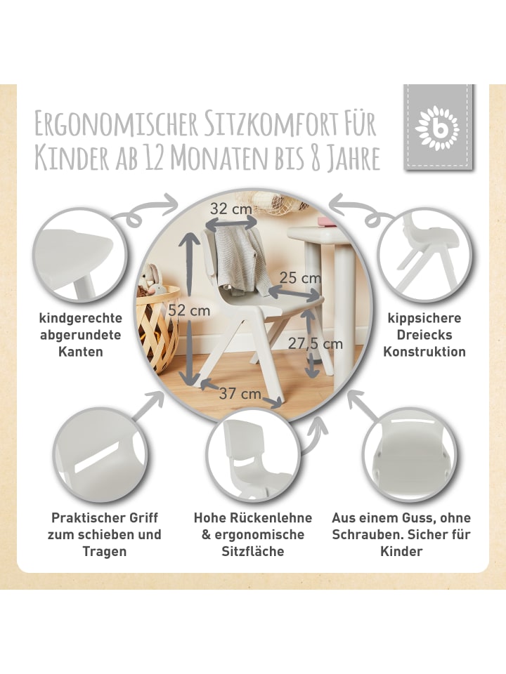 Bieco Spielwaren Kinderstuhl bis 80 kg Belastbar in Grau günstig kaufen onesize