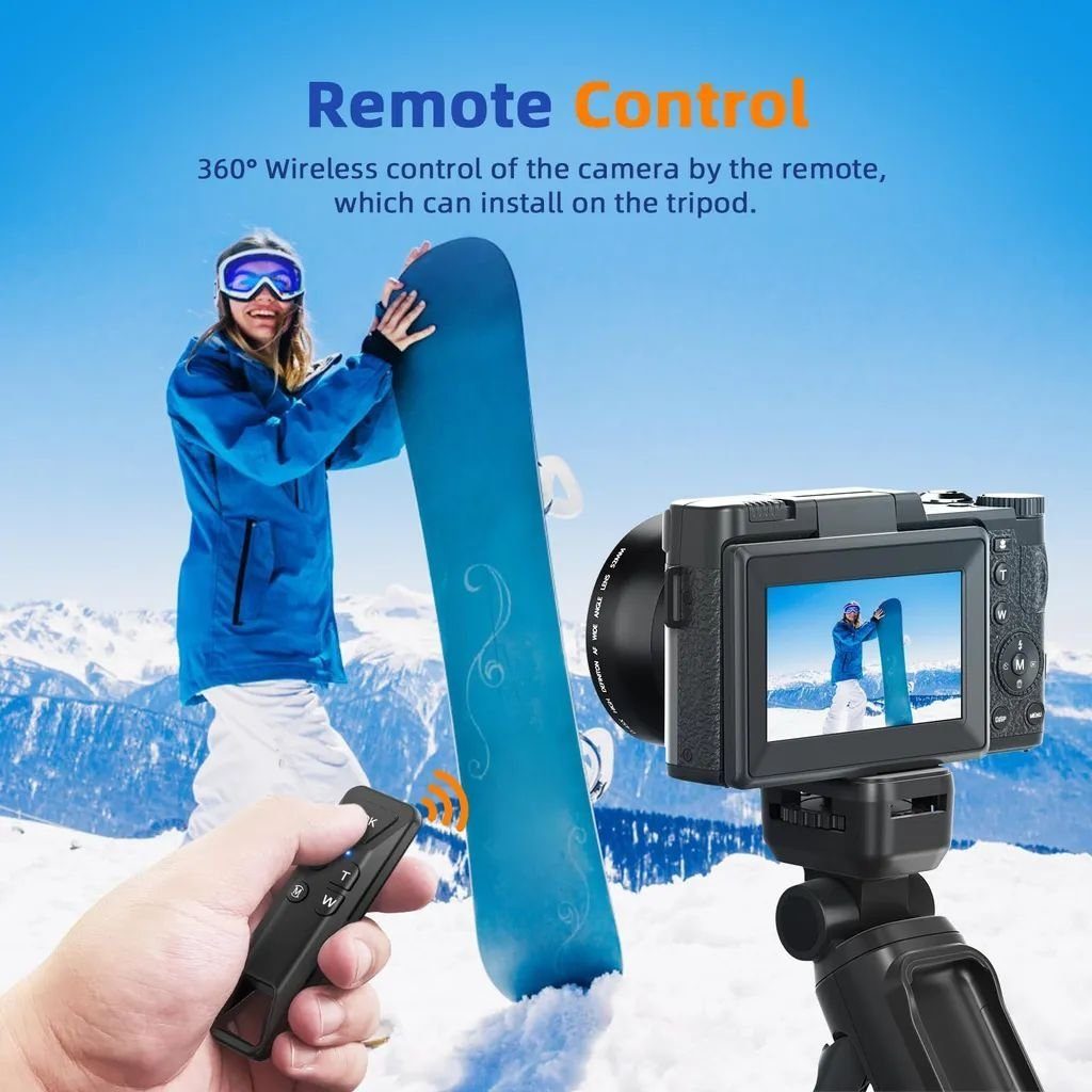 Fine Life Pro V10 Vlog Kamera Systemkamera (16 MP, 16x opt. Zoom, WLAN (Wi-Fi), inkl. V10 Vlog Kamera, Sony-Sensoren, Inklusive Tragetasche, Erkennung von Gesichtern)
