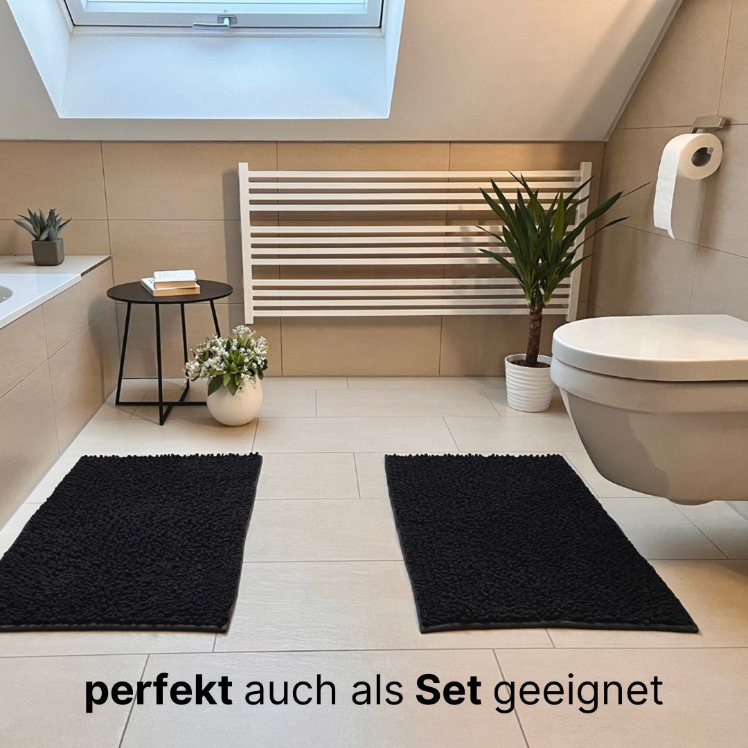 Badematte Badteppich rutschfeste Badematten, weicher und flauschiger Badteppich Novabad, rutschhemmend, beschichtet, Memory Schaum, trockene und schimmelresistente Badedecke, Memory Schaum, schnell trocknend, wasserabsoierend, fußbodenheizungsgeeigne