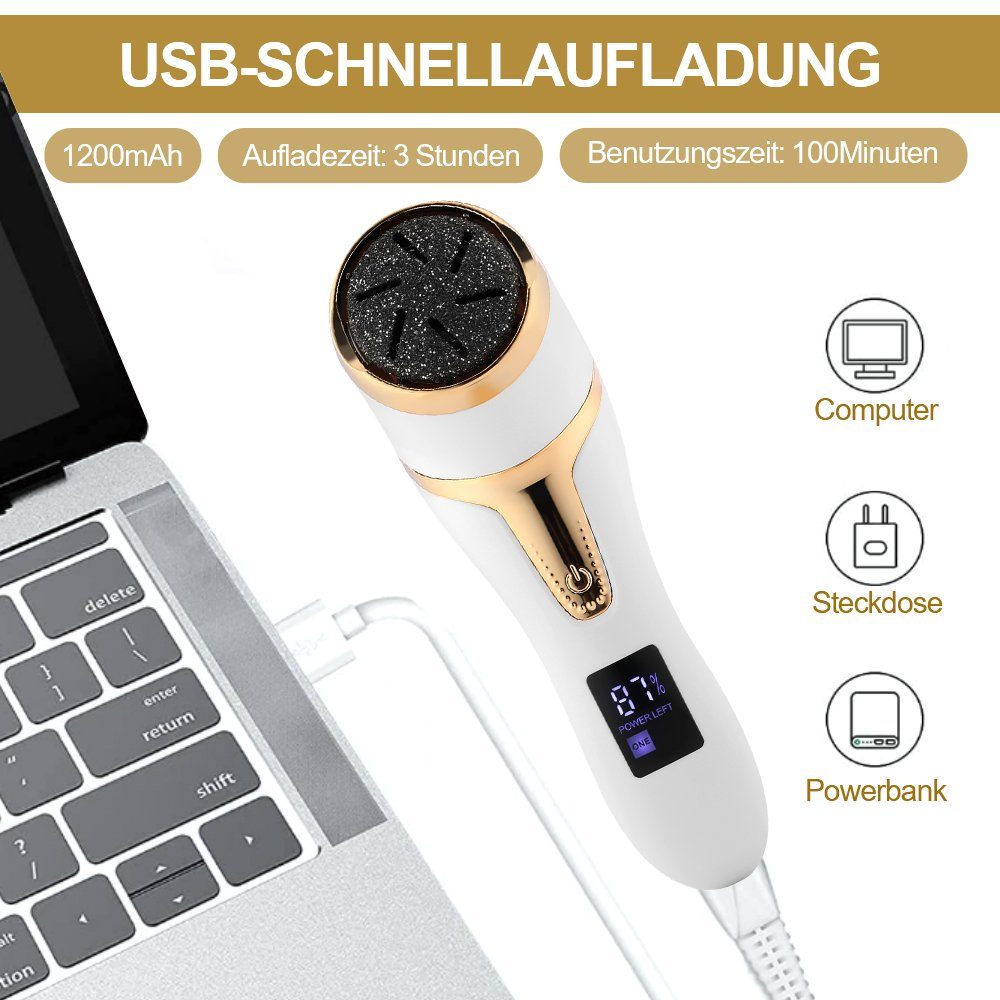 oyajia Elektrischer Hornhautentferner Fußfeile Pediküre Werkzeuge, Pediküre Fußpflege Hornhauthobel Hornhautraspel,Elektrische Fußfeile