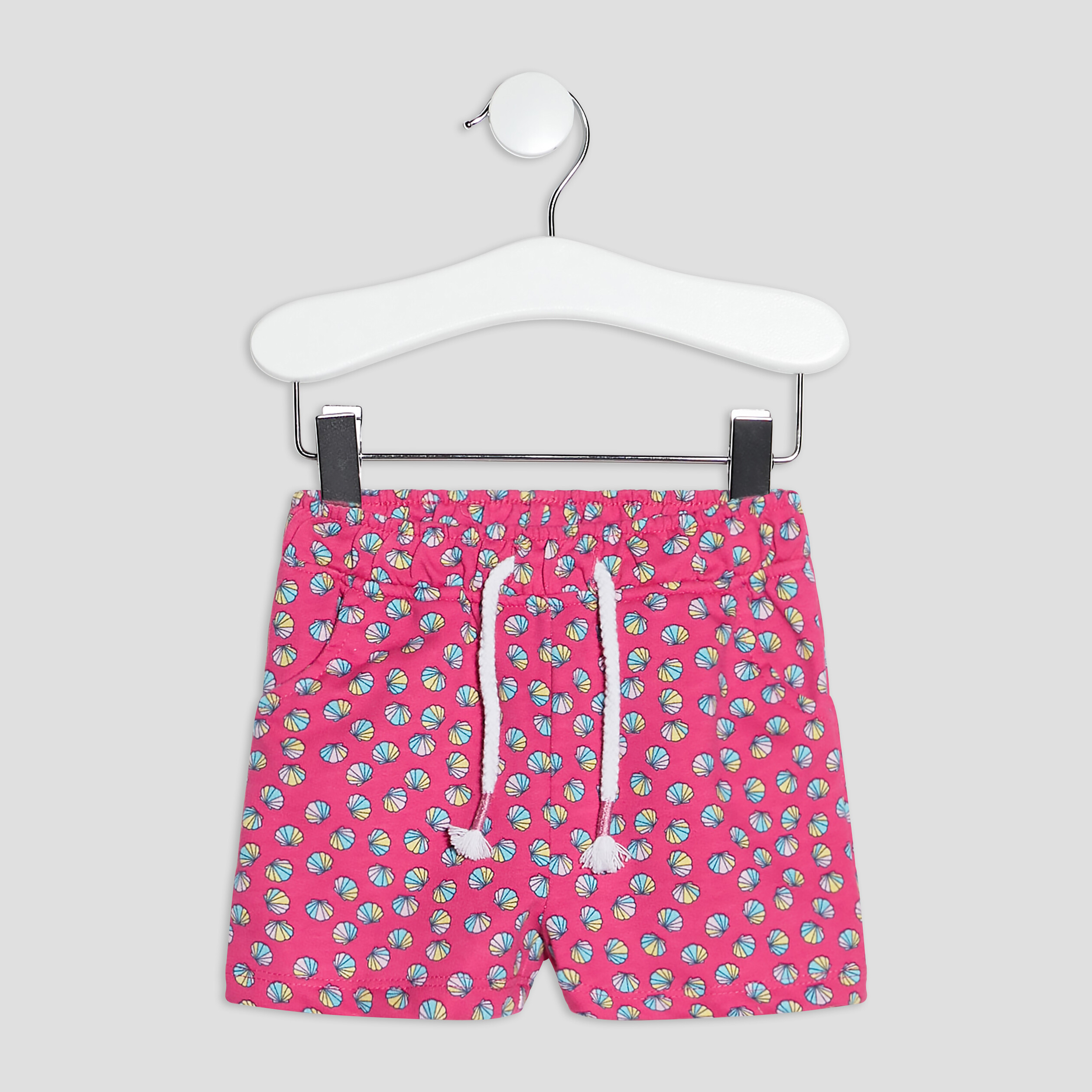 Short droit taille élastiquée rose fluo bébé fille | La Halle