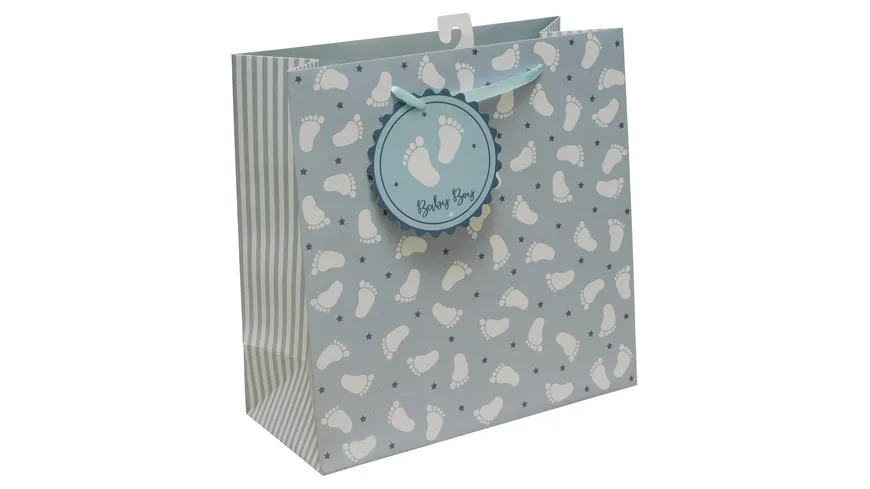 Geschenktasche Babyfüßchen blau