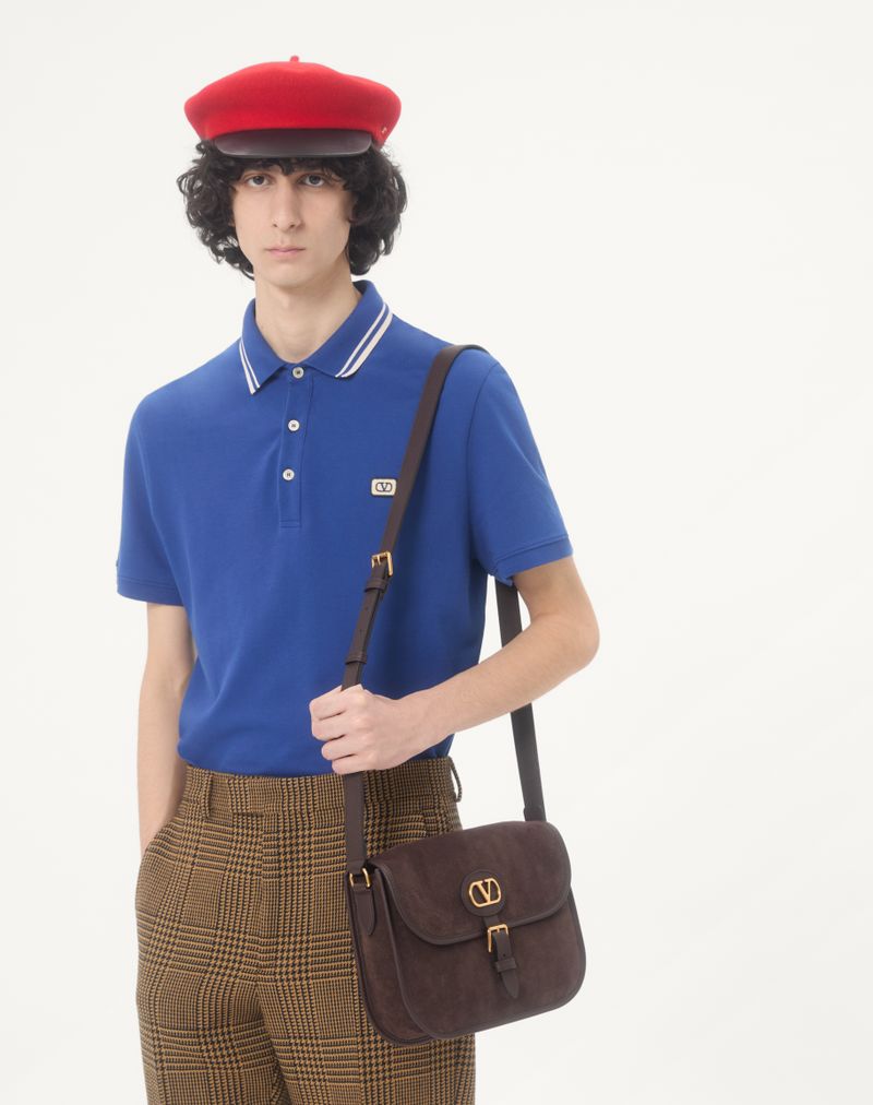 Polo shirt van katoenen piqué met V-logo patch