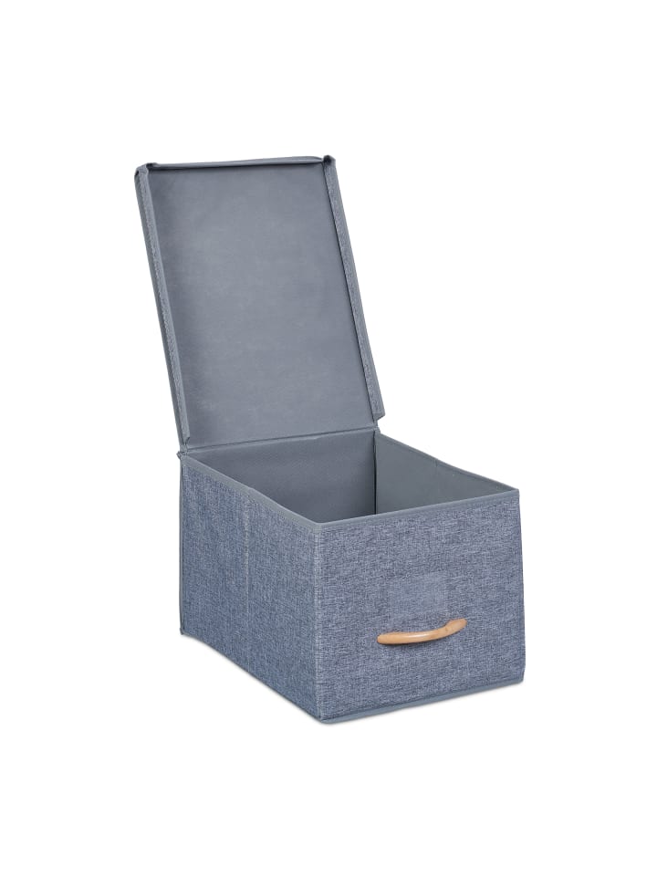 relaxdays 2 x Aufbewahrungsbox in Grau - (B)30 x (H)25 x (T)42,5 cm günstig kaufen onesize