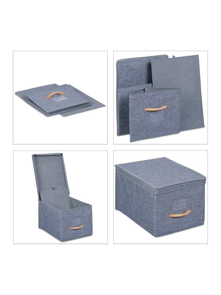 relaxdays 2 x Aufbewahrungsbox in Grau - (B)30 x (H)25 x (T)42,5 cm günstig kaufen onesize