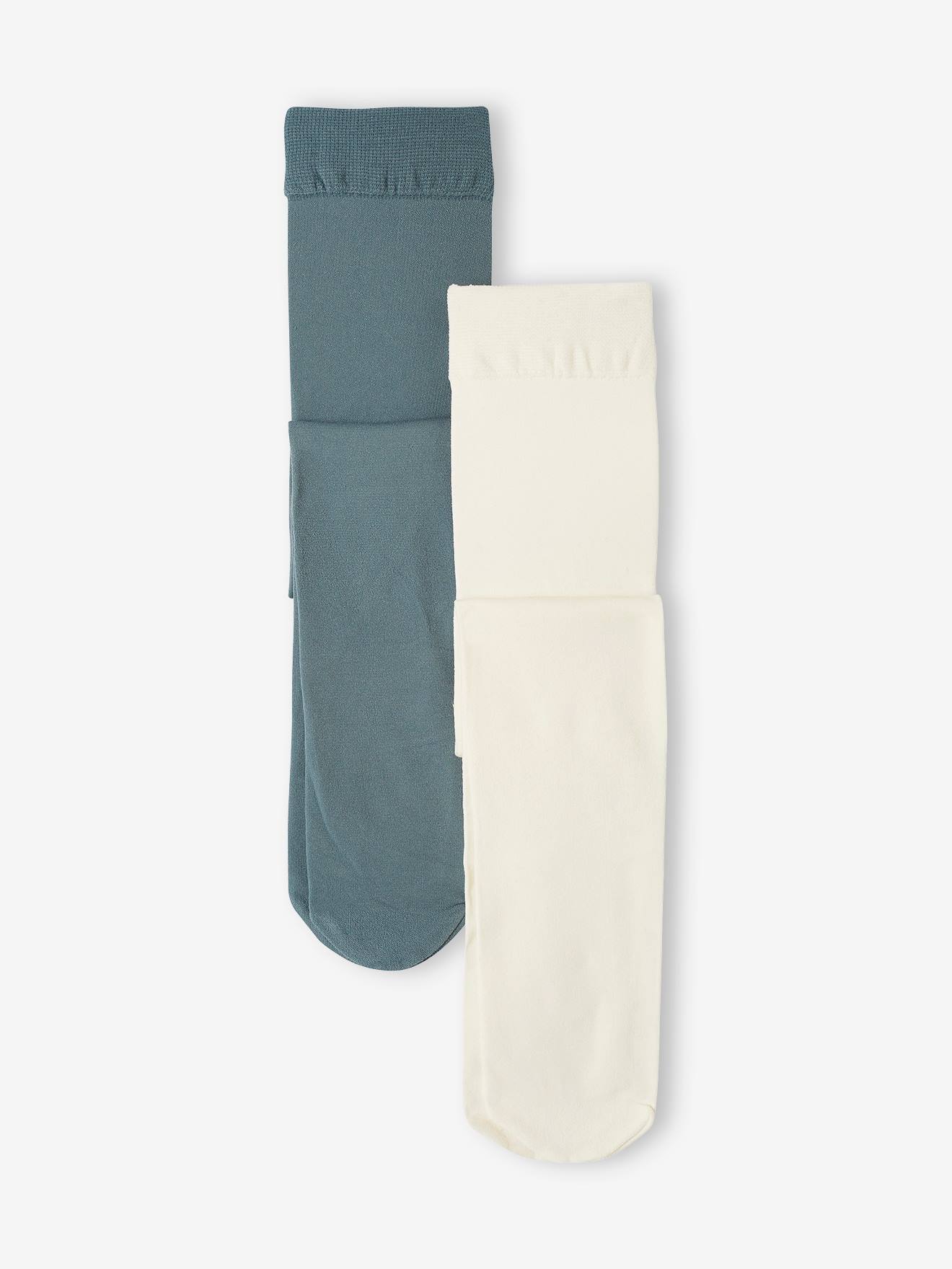Lot de 2 paires de collants bébé unis en maille lichen
