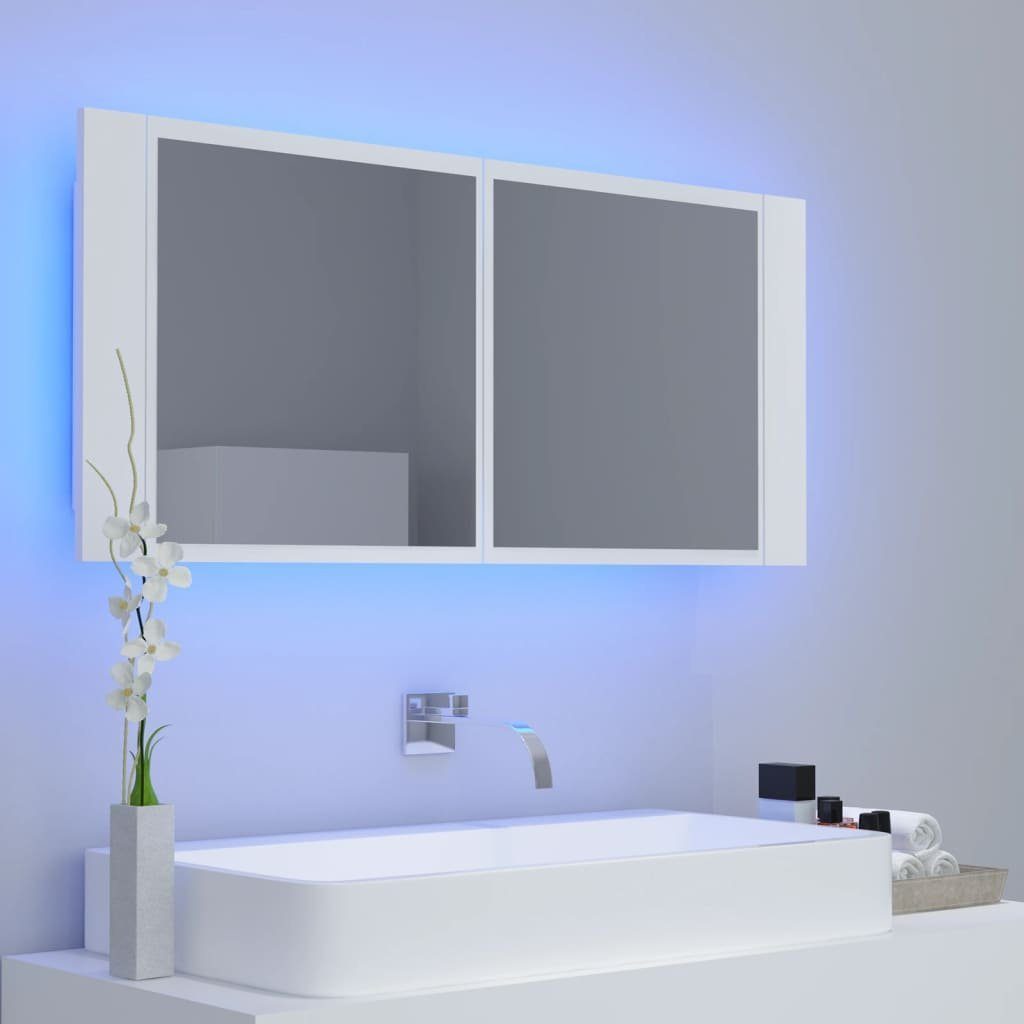 vidaXL Badezimmerspiegelschrank LED-Bad-Spiegelschrank Weiß 100x12x45 cm Acryl (1-St)