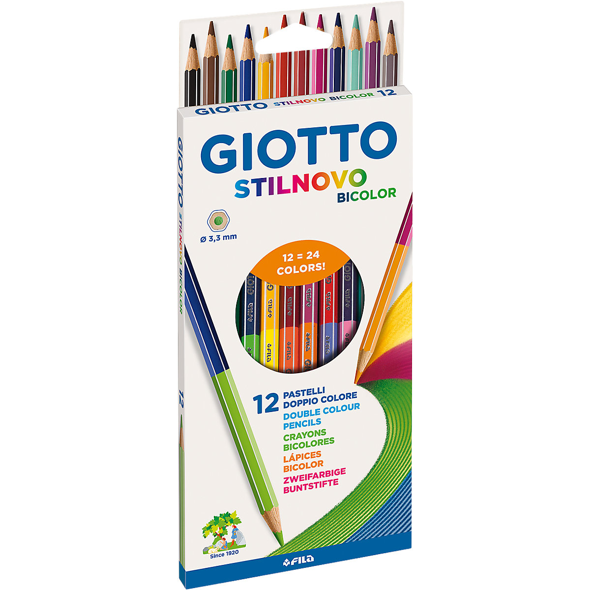 GIOTTO Stilnovo Bicolor-Buntstifte, 12 x 2 Farben