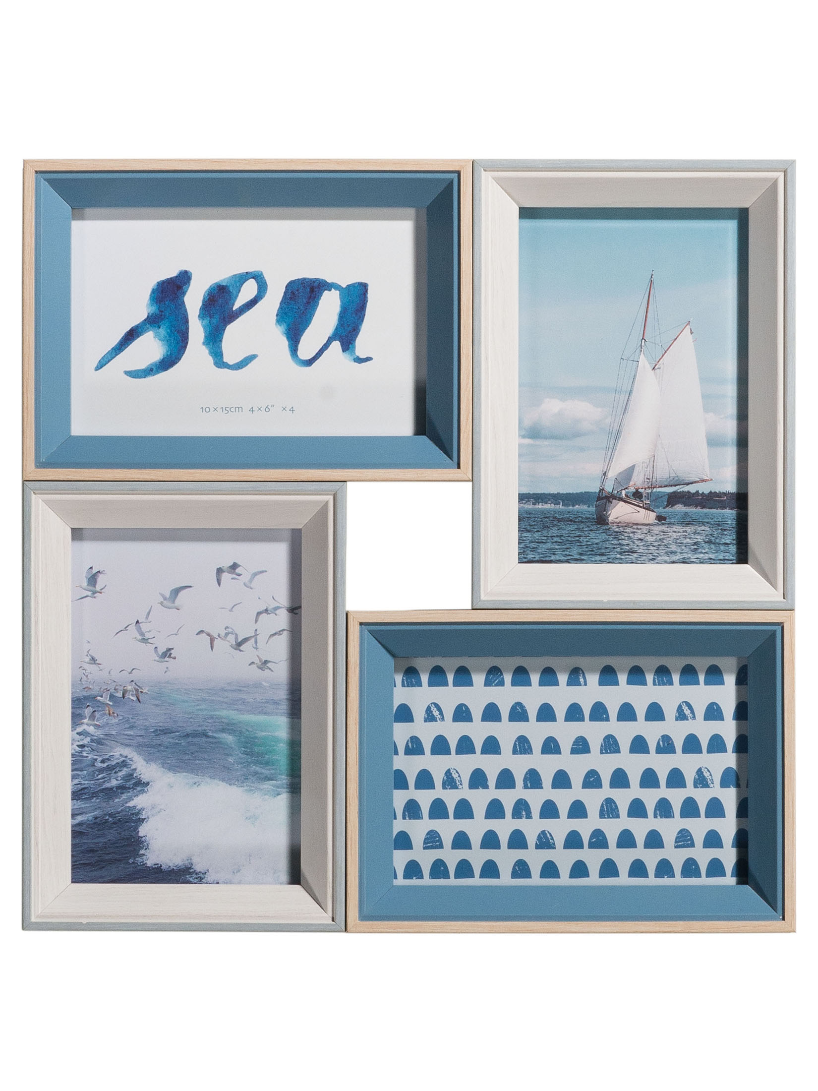 Collage Sea Bilderrahmen, Grau/Blau