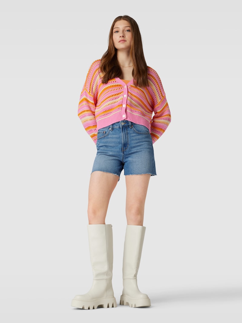Mom Fit Jeansshorts mit ausgefranstem Saum in jeans