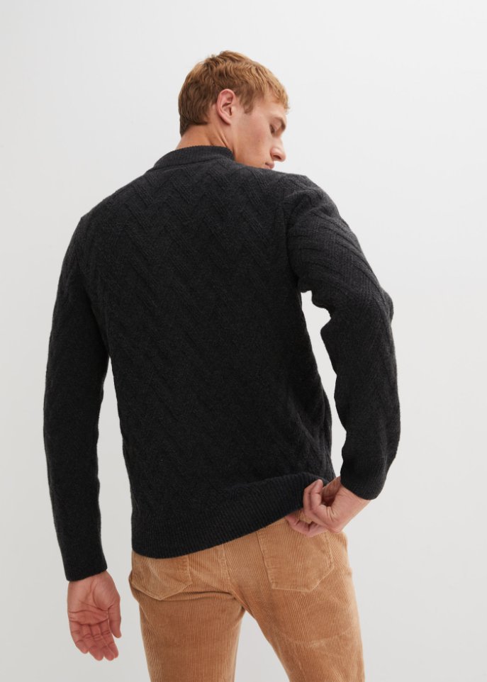 Stehkragenpullover mit Struktur