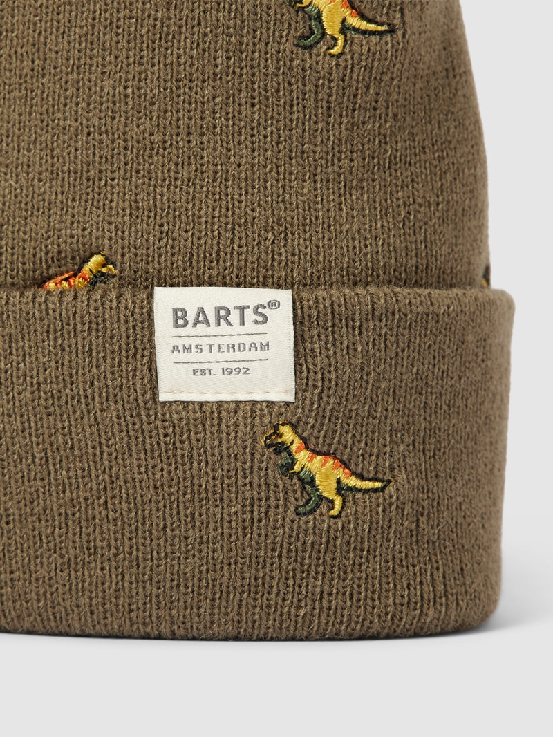 Beanie mit Motiv-Stitchings Modell 'Vinson' in khaki