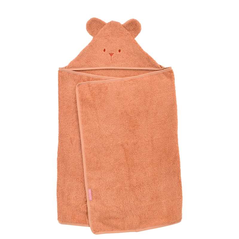 Cape de bain à  oreilles Ourson - terracotta