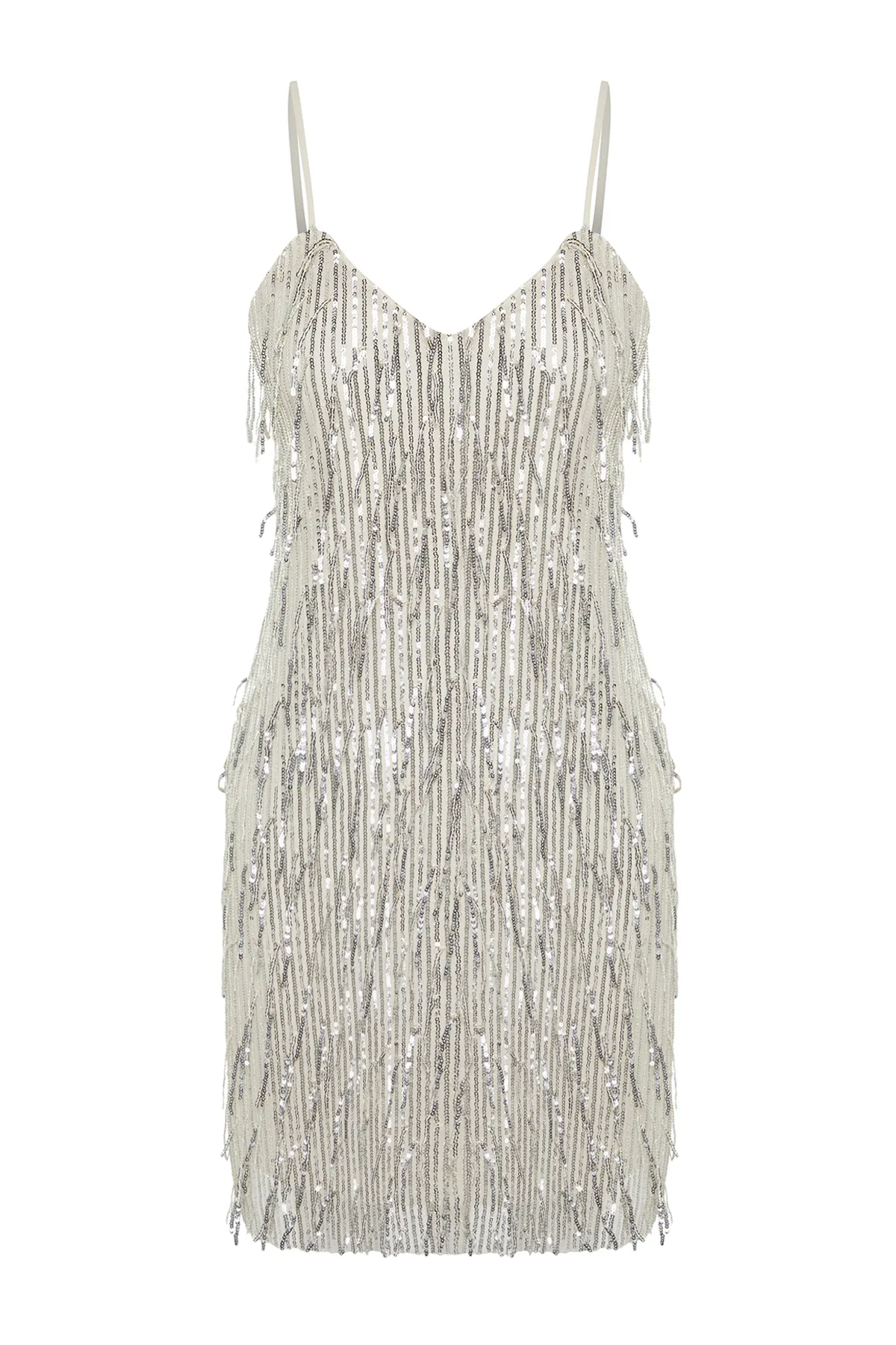 Trendyol Collection  Elegantes Abendkleid mit Pailletten in Beige TPRSS24EL00053