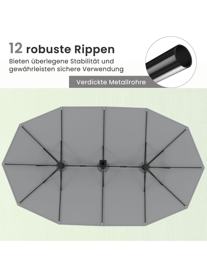 COSTWAY Doppelsonnenschirm mit Ständer 443x265cm in Grau günstig kaufen onesize