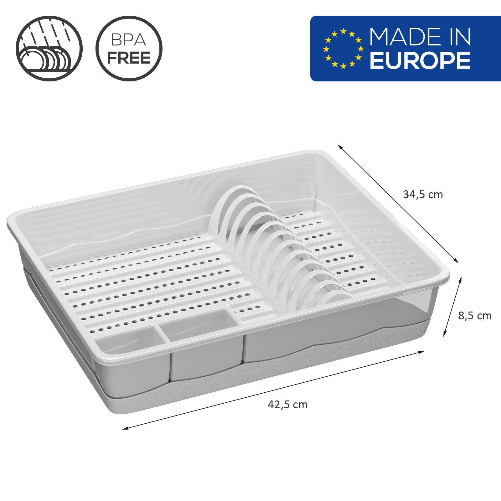 Wellgro Geschirrständer Abtropfgestell - Abtropfgitter - Kunststoff BPA-frei - Made in EU