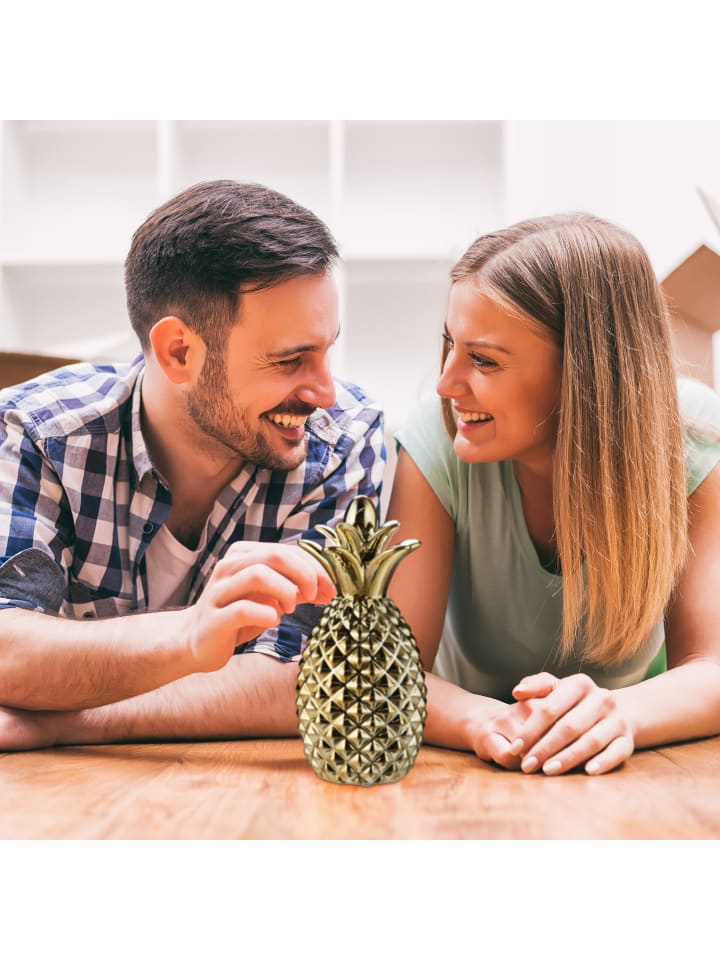 relaxdays Spardose Ananas in Gold - (H)24 x Ø 10,5 cm günstig kaufen onesize