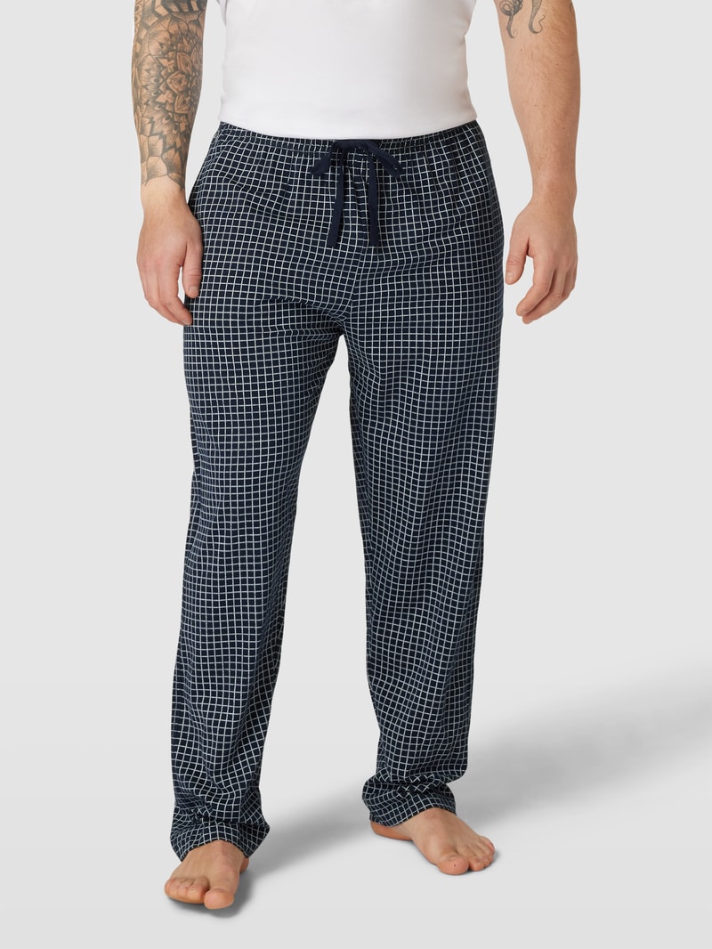 PLUS SIZE Pyjama-Hose mit Karomuster in dunkelblau