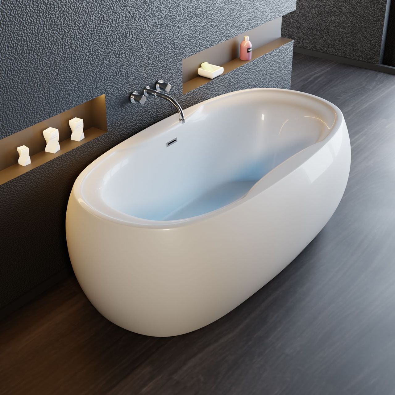 TroniTechnik Freistehende Badewanne Acrylbadewanne Standbadewanne Dokos 180cm x 100cm x 60cm