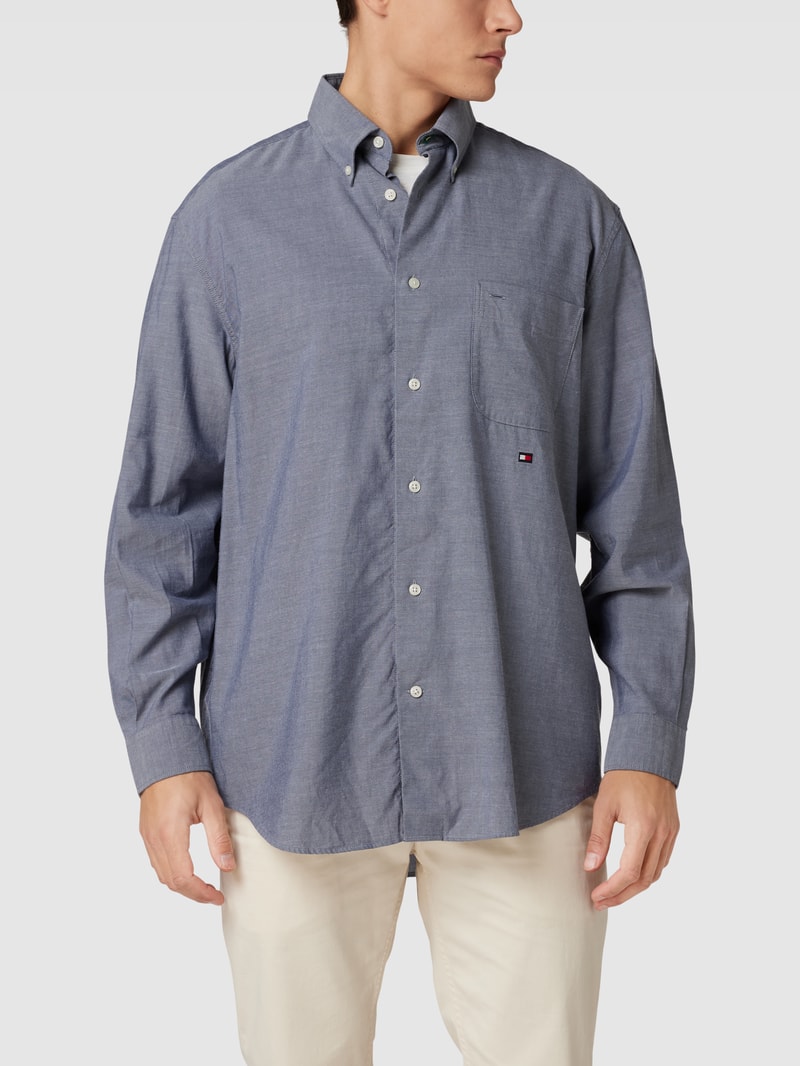 Freizeithemd mit Button-Down-Kragen in blau